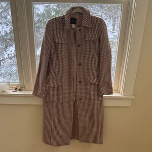 J. Crew Full Length Tweed Wool Coat